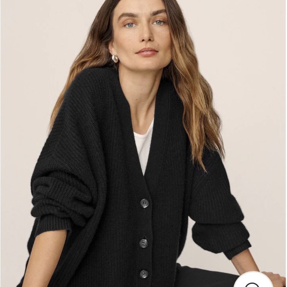 Jenni Kayne Cotton Cocoon Black Oversized Cardigan 2X